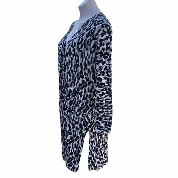 NWT Sweet Romeo leopard print jersey knit open cardigan size Large - Picture 3 of 8